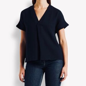GILLI Boxy Black V-Neck Top Women’s Textured Blouse